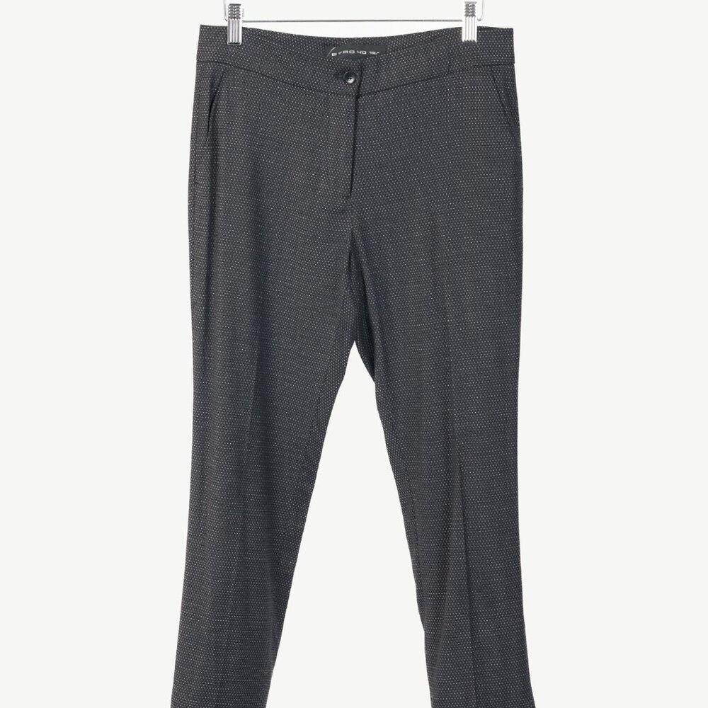 Etro Black Micro-Dot Wool-Blend Cuffed Trousers